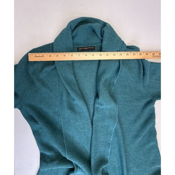 Peruvian Connection Baby Alpaca Silk Open Knit Long Cardigan Teal Green Size L - Picture 8 of 14